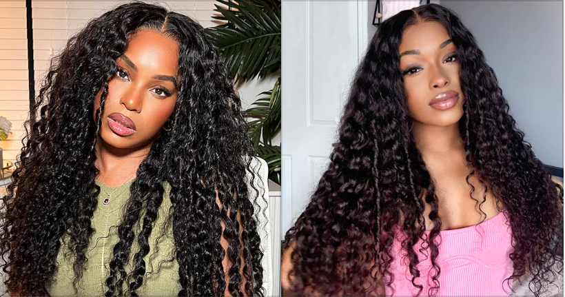 OQ Hair Human Hair Half Wigs and Deep Wave Wig Glam in a Flash